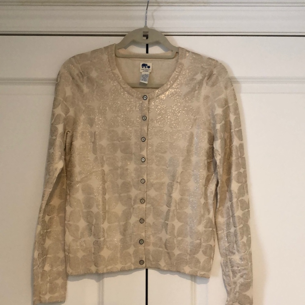 Lucky Brand Cream and Gold Cardigan Sweater